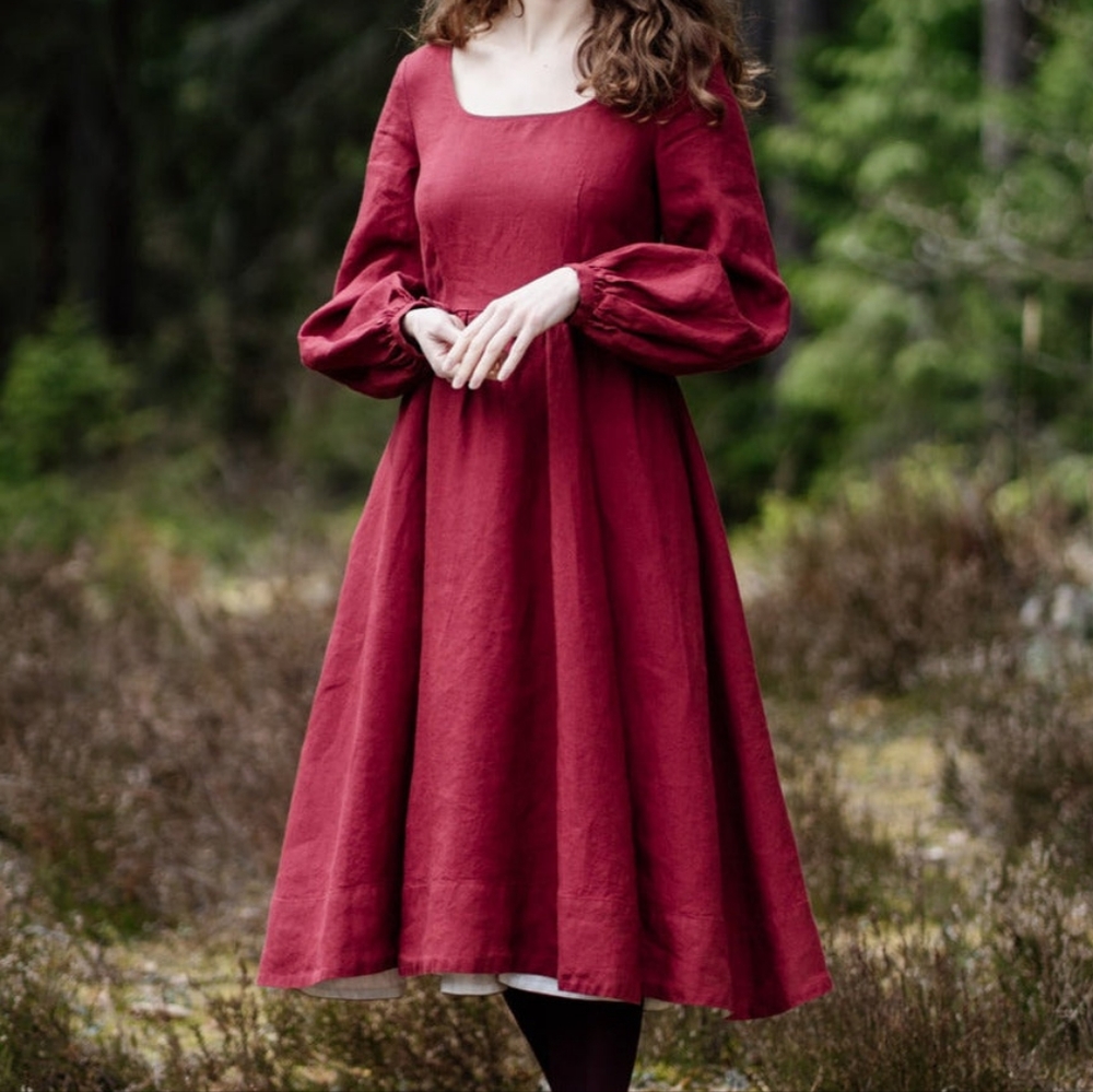 Carmen Son de Flor Dress - Marsala Red ❤️